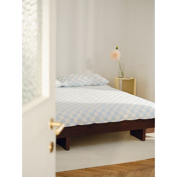 Helesinine/kreemikas puuvillasatiinist üheinimese tekikott 140x200 cm Plu - noo.ma-image-4