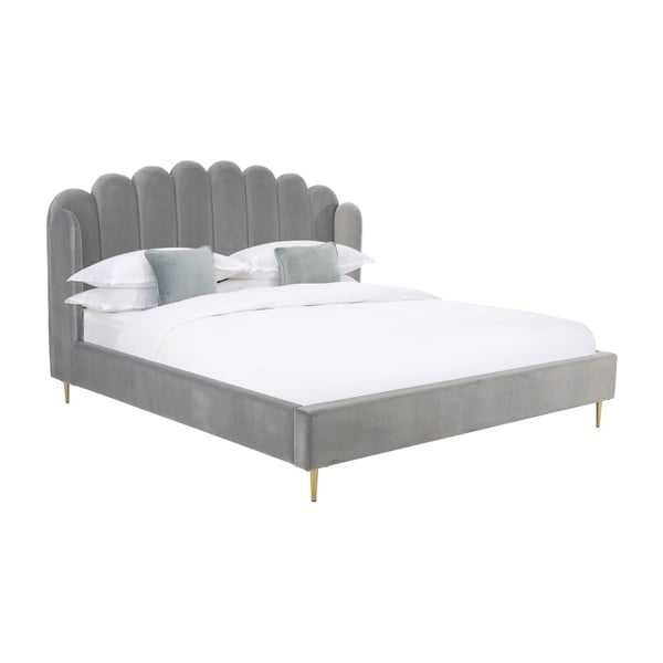 Šedá čalouněná postel Westwing Collection Glamour, 160 x 200 cm