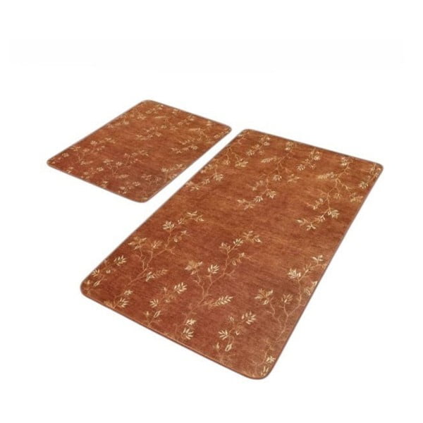 Pruunid sametist vannitoamatid 2tk komplektis 60x100 cm - Mila Home