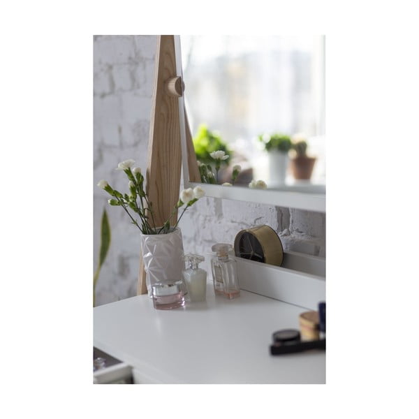 Valge garderoobilaud sahtli ja peegliga Leno - Ragaba-image-2