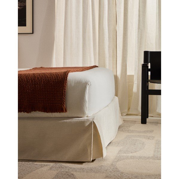 Valge polsterdatud kaheinimesevoodi ilma peatsita 180x200 cm Jaira - Kave Home-image-1