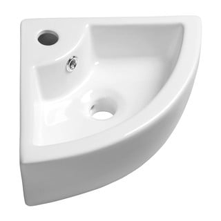 Valge nurgas keraamika väike vannitoa valamu  33x33 cm Gynt – Sapho