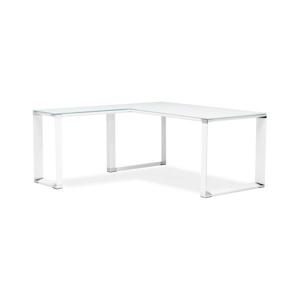 Bílý pracovní rohový stůl se skleněnou deskou Kokoon Warner-image-2