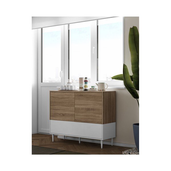 Nízká komoda s dvířky v dekoru dubu TemaHome Horizon-image-3