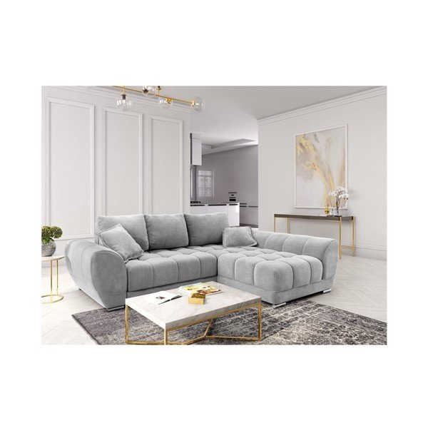 Helehall nurgas diivanvoodi sametpolsterdusega , paremas nurgas Nuage - Windsor & Co Sofas-image-1
