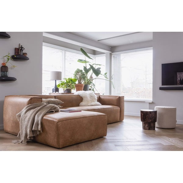 Beež pouf , ø 46 cm Sara - WOOOD-image-1