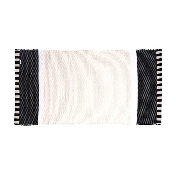 Koberec Lona Stripes 130x65 cm, bílý/černý