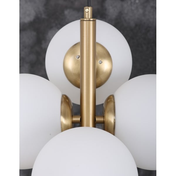 Kuldne-valge klaasist varjuga rippvalgusti ø 15 cm Forte – Squid Lighting-image-3