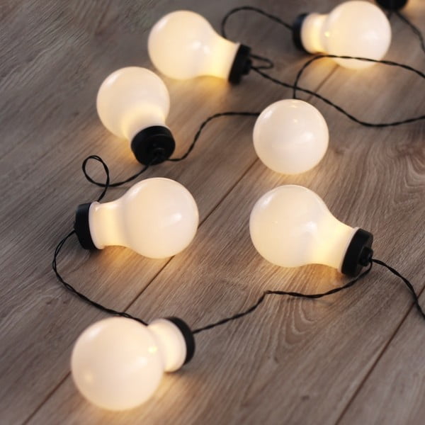 Must LED-pirnikujuline valguskett Lambid, 10 valgustit, pikkus 2,2 m - DecoKing