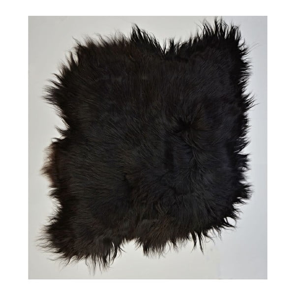 Tmavý kožešinový koberec s dlouhým chlupem, 90 x 80 cm-image-1