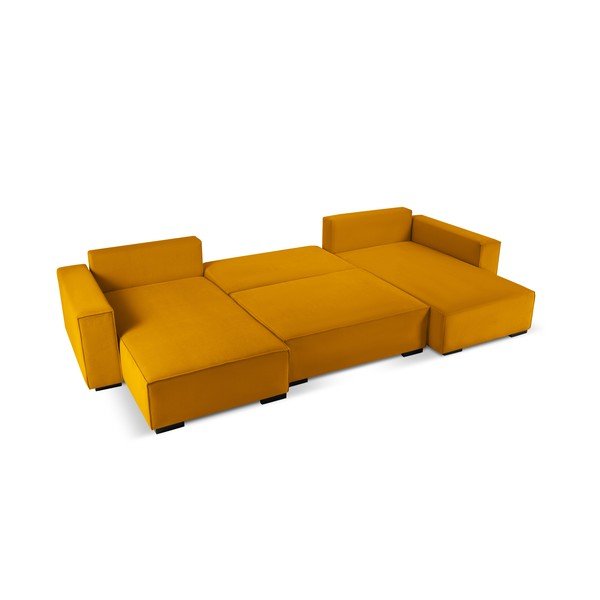 Kollane Corduroy U-kujuline diivanvoodi Azalea - Mazzini Sofas-image-3