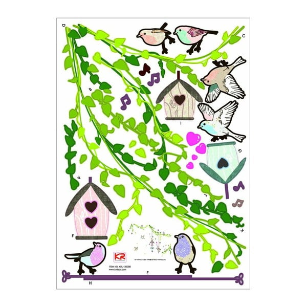 Komplekt seinakleebised Linnud puurid metsas - Ambiance-image-2