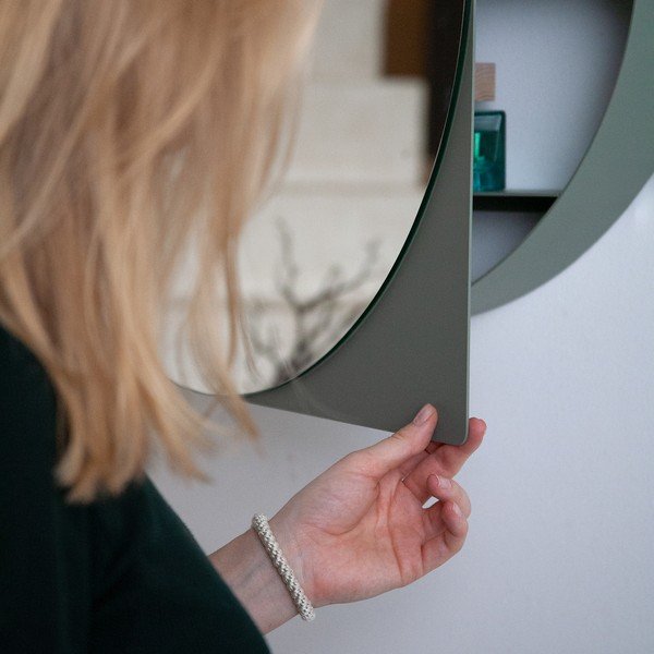 Roheline-hall metallist rippuv vannitoakapp koos peegliga 55x55 cm Sonnet - Spinder Design-image-4