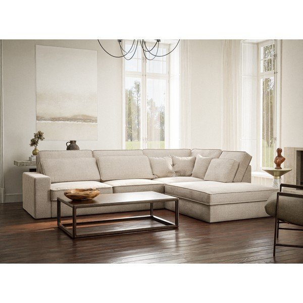 Kreemikas šenill-nurgadiivan (parempoolne/L-kujuline) Kirou - Maison de Rêve-image-1