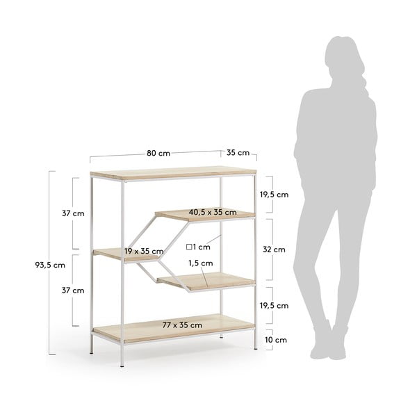 Väike valge raamaturiiul mangopuidust riiulitega Pyke - Kave Home-image-4