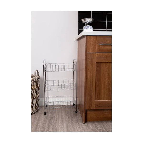 Hõbedane metallist ratastega riiul 36x64 cm - Premier Housewares-image-1