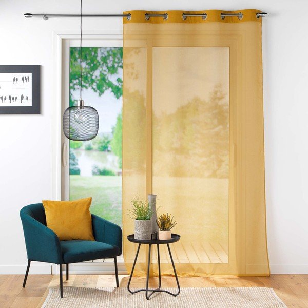 Kollane voile kardin 140x240 cm Casual - douceur d'intérieur-image-2