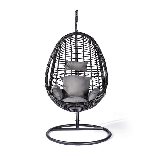 Černé závěsné křeslo z umělého ratanu Le Bonom Tahiti-image-2