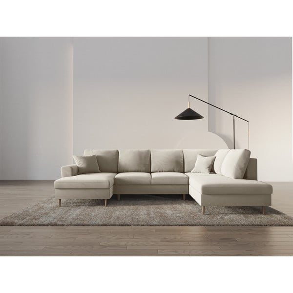 Beež sametist panipaigaga nurgadiivanvoodi (parem nurk/"U"-kujuline) Kyoto - Cosmopolitan Design-image-2