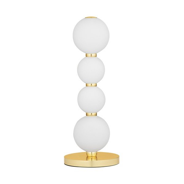 Valge/kuldse värvi metallist LED-laualamp klaasist varjuga (kõrgus 31 cm) Perla - Nova Luce