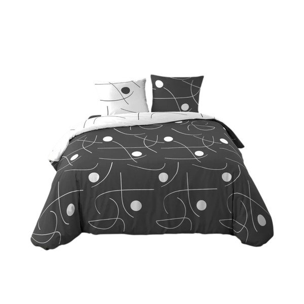 Valge/tumehall 3-osaline kaheinimese/eriti pikk mikrokiust tekikott 240x220 cm Sonate - douceur d'intérieur