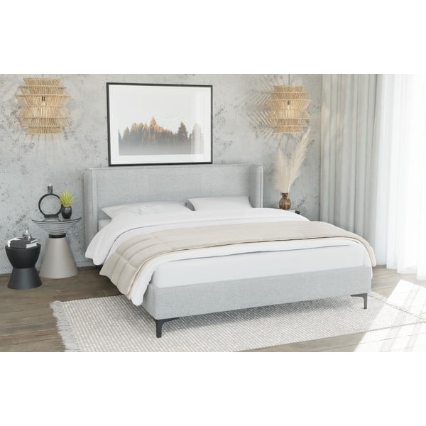 Hall polsterdatud kaheinimesevoodi koos voodipõhjaga 160x200 cm Basti - Ropez-image-1