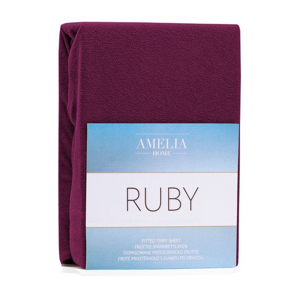 Tume lilla elastne lina, kõrge puuvillasisaldusega, 120/140 x 200 cm. Ruby - AmeliaHome-image-1