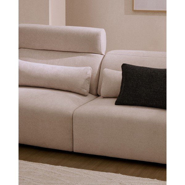 Beež šenillist diivanvoodi 335 cm Lares - Kave Home-image-1