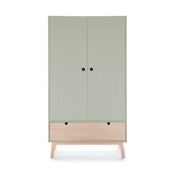 Roheline laste riidekapp männipuidust jalgadega Kiara - Marckeric-image-2