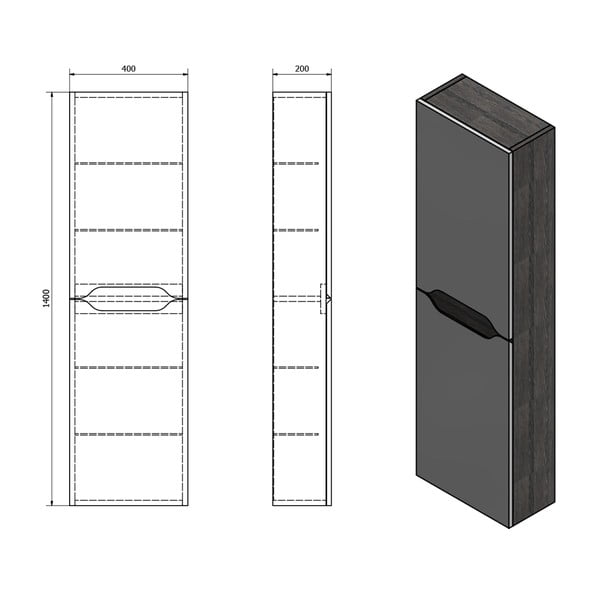 Valge vannitoakapp 40x140 cm Wave - Sapho-image-2