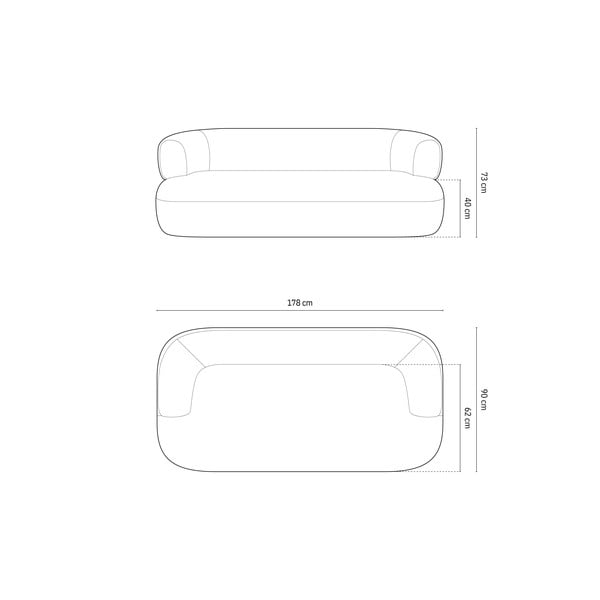 Beež bukleekangast diivan 178 cm Jenny - Micadoni Home-image-4