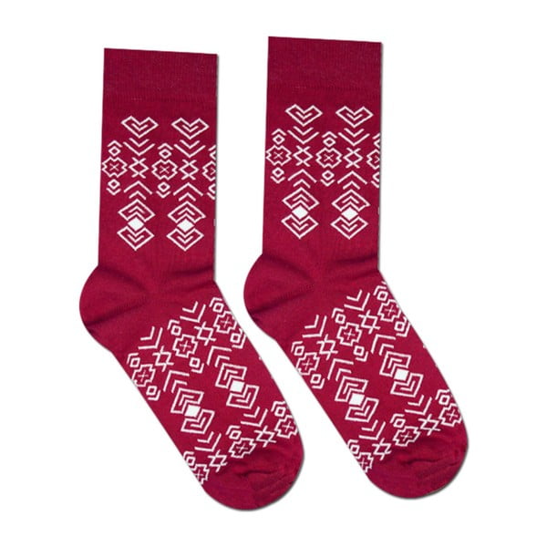 Červené bavlněné ponožky HestySocks Geometry, vel. 43-46