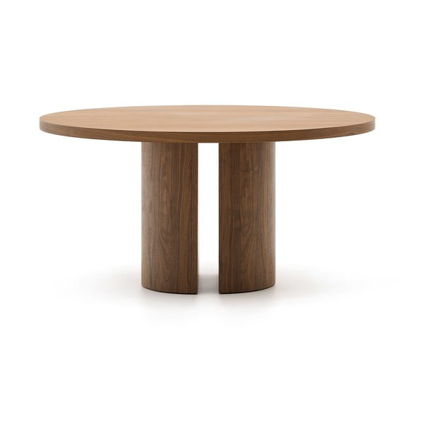 Ümmargune söögilaud pähklipuidu spoonist pealispinnaga ø 150 cm Nealy - Kave Home-image-3