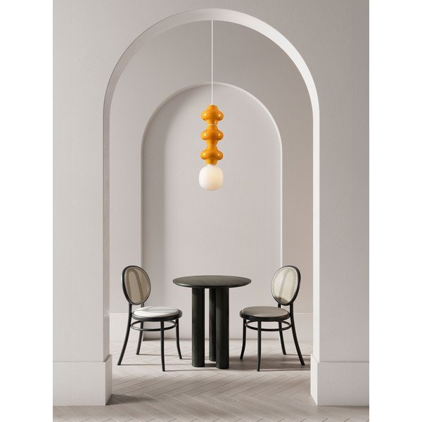 Valge/oranž keraamiline ripplamp klaasist varjuga, ø 18 cm Clio - Nova Luce-image-4