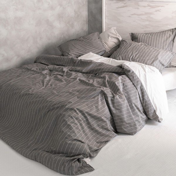 Valge/hall puuvillane tekikott 140x200 cm Oxford – Happy Friday-image-2