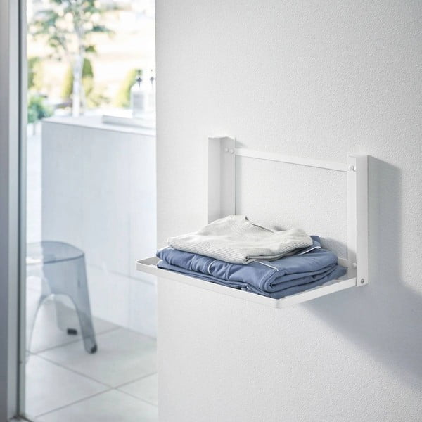 Matt valge seinale kinnitatav terasest vannitoariiul Tower - YAMAZAKI-image-2