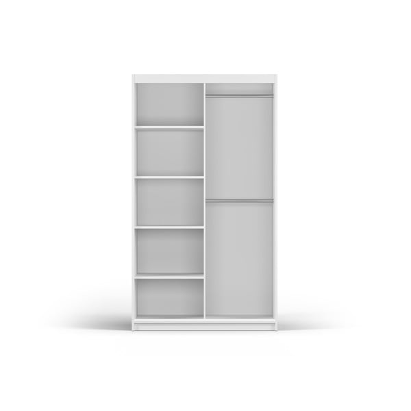 Valge peegli- ja lükandustega riidekapp 122x215 cm Lisburn - Cosmopolitan Design-image-3