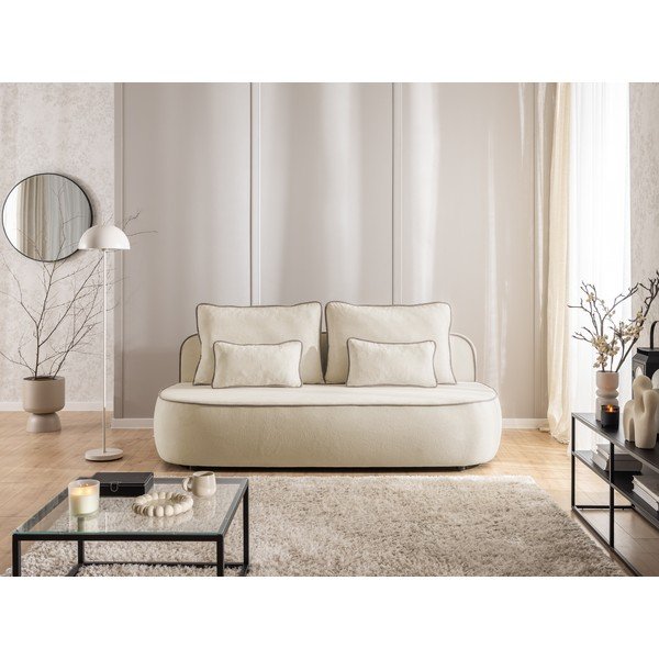 Beež/tapeethall sametdiivanvoodi/panipaigaga 210 cm Saga - Ropez-image-2