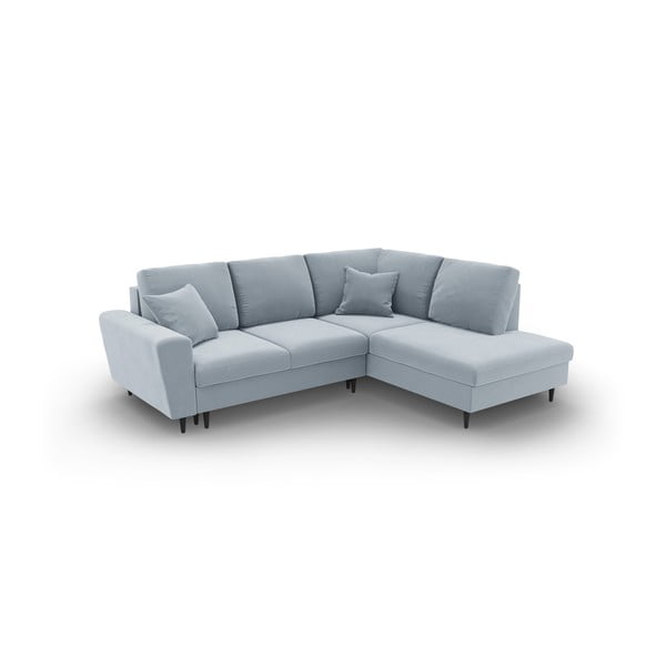 Helesinine sametist panipaigaga nurgadiivanvoodi (parem nurk/"L"-kujuline) Kyoto - Cosmopolitan Design-image-1