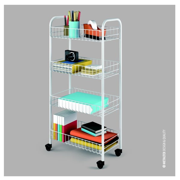 Valge metallist mobiilne riiul 41x84 cm Pisa - Metaltex-image-2