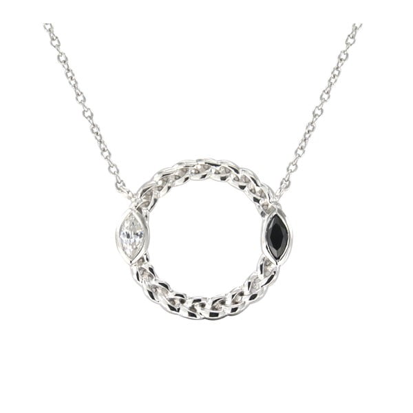 Stříbrný náhrdelník s bílými krystaly Swarovski Elements Crystals Circle Tina