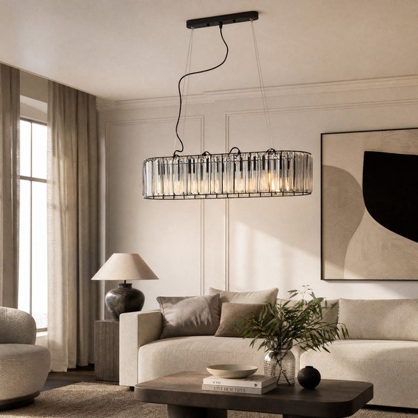Metallist ripplamp klaasist varjuga Akiko - Premier Housewares-image-2