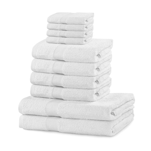 Valged puuvillased rätikud ja vannirätikud 10 kaupa komplektis Evita - DecoKing