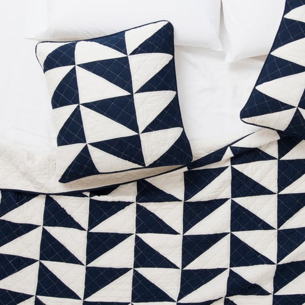 Modro-bílý povlak na polštář Pyramide Azul, 60 x 60 cm-image-1