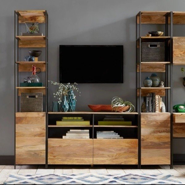 Knihovna z masivního mangového dřeva Massive Home Jenny, šířka 45 cm-image-1