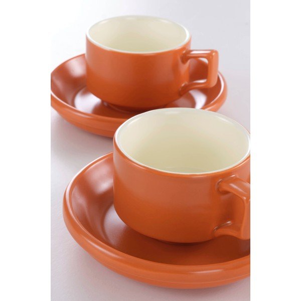 Oranžid keraamilised tassid 4 tk komplektis koos alustassiga 300 ml Thelma - Jotex-image-2