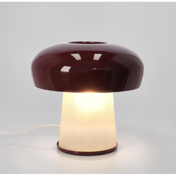 Burgundia värvi metallist laualamp klaasist varjuga (kõrgus 35 cm) Clevely - Bizzotto-image-1