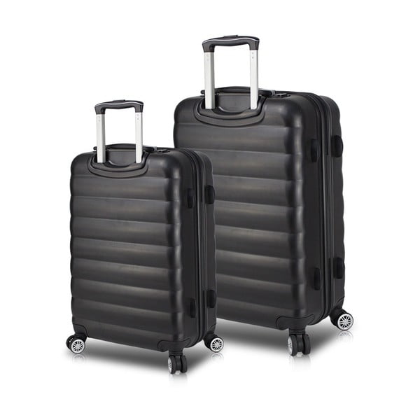 Sada 2 černých cestovních kufrů na kolečkách s USB porty My Valice RESSNO Cabin & Medium