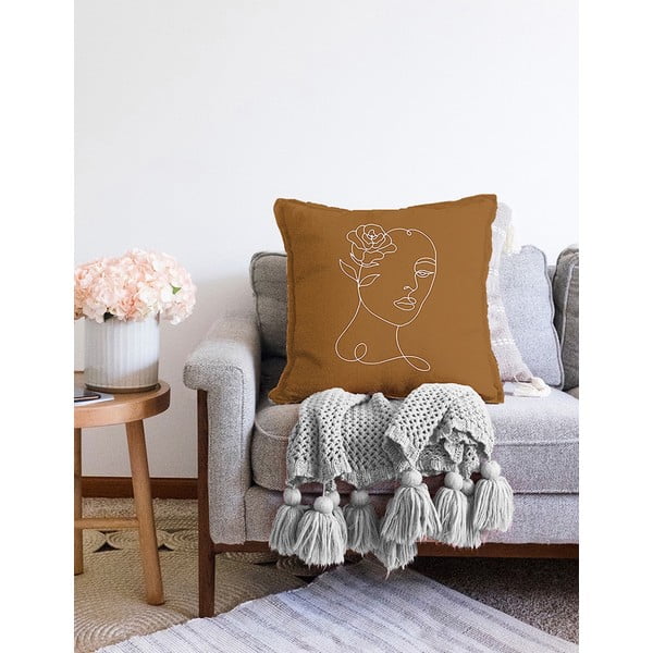 Oranžikas-pruun padjapüür puuvillase šenilliga, 55 x 55 cm - Minimalist Cushion Covers-image-2