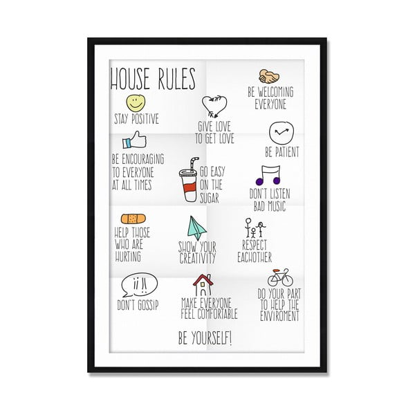 Obraz v rámu Little Nice Things House Rules, 60 x 40 cm